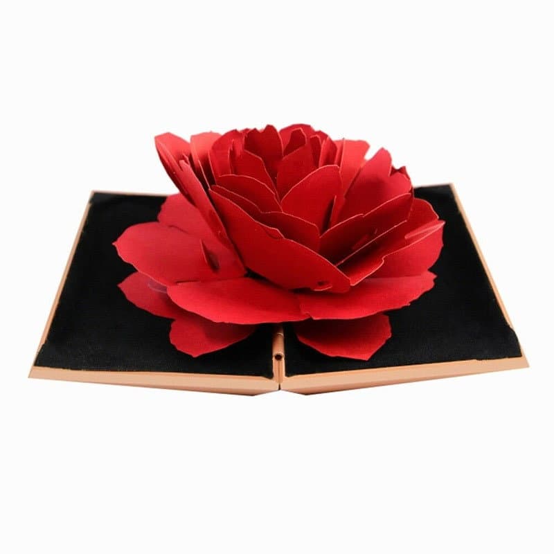 Scatola per anelli con rosa 3D in carta - Rosa