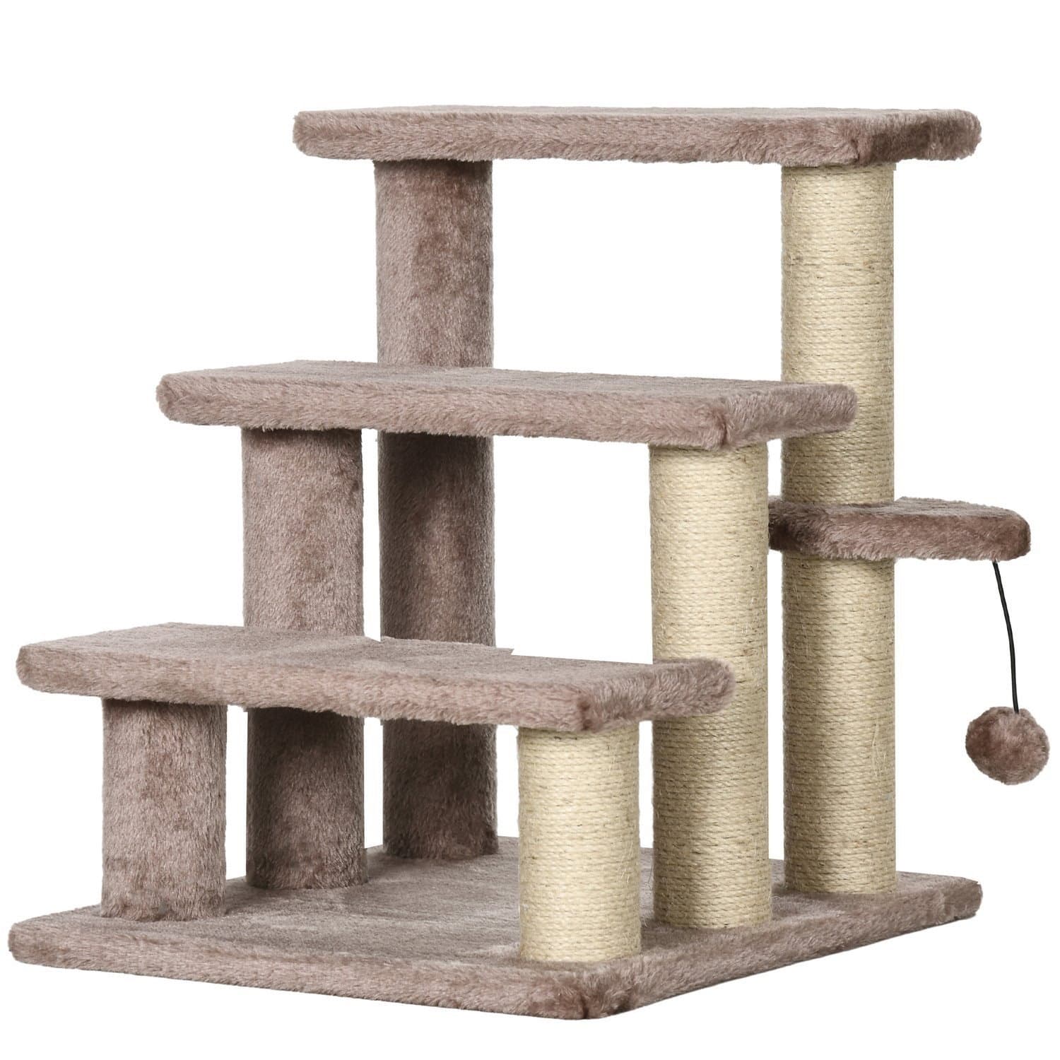 Scale marroni per cani e gatti con tiragraffi