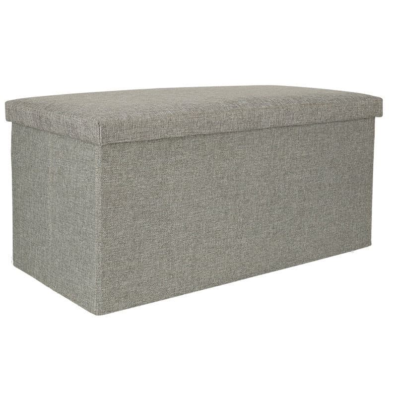 Pouf de rangement pliable gris 76x38x38 cm