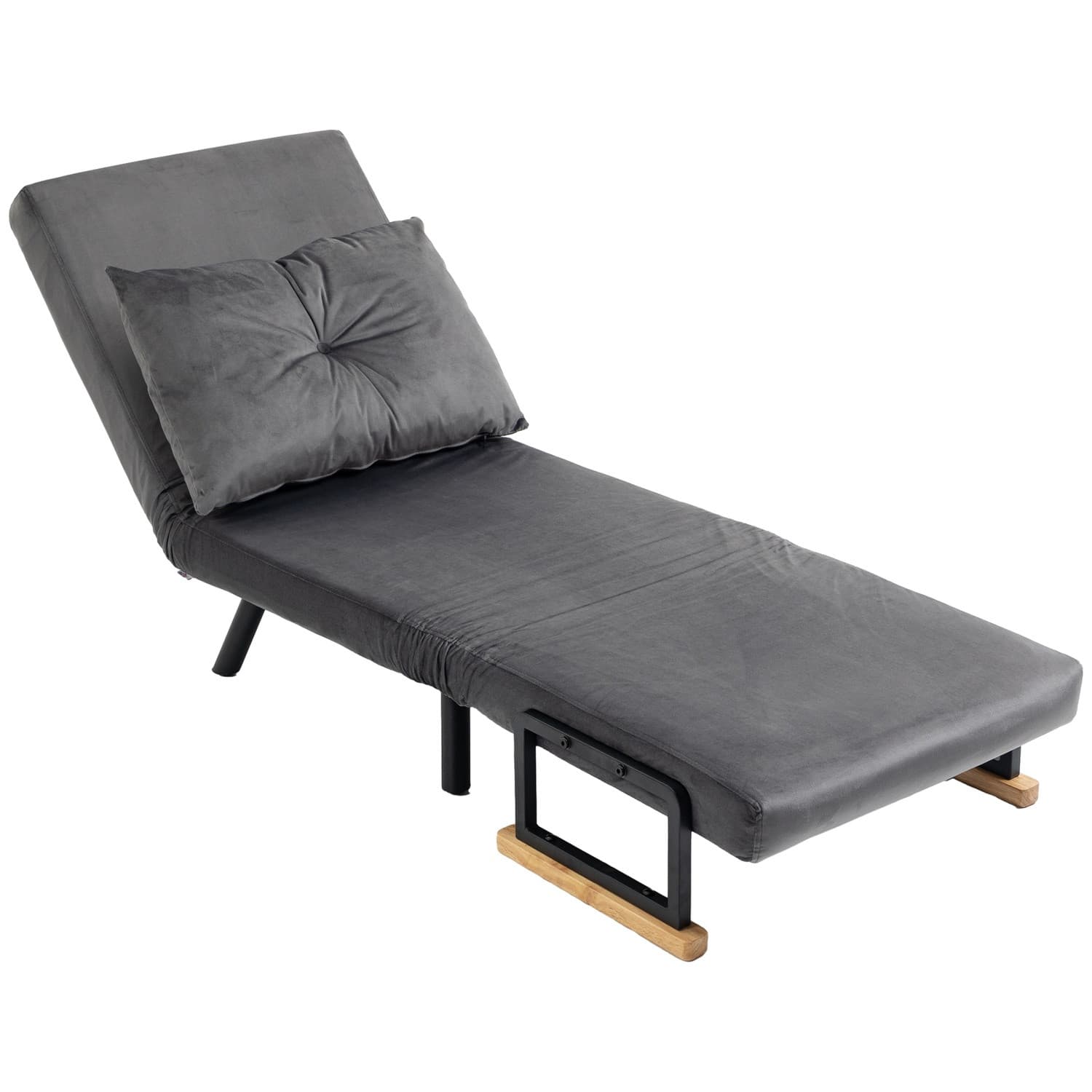 Dunkelgraues Sofa mit Bettfunktion in Samtoptik