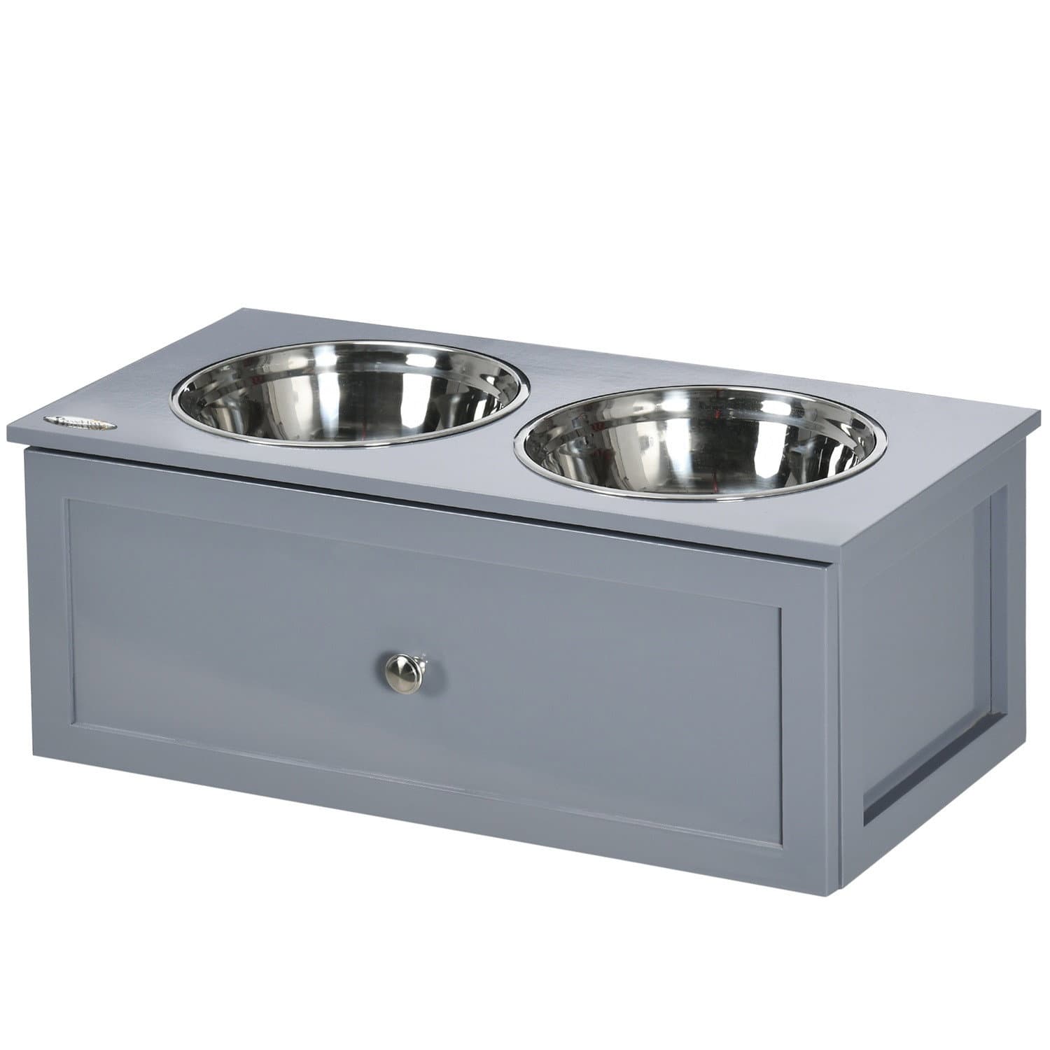 Doppelnapf Hundefutterstation Edelstahl Medium