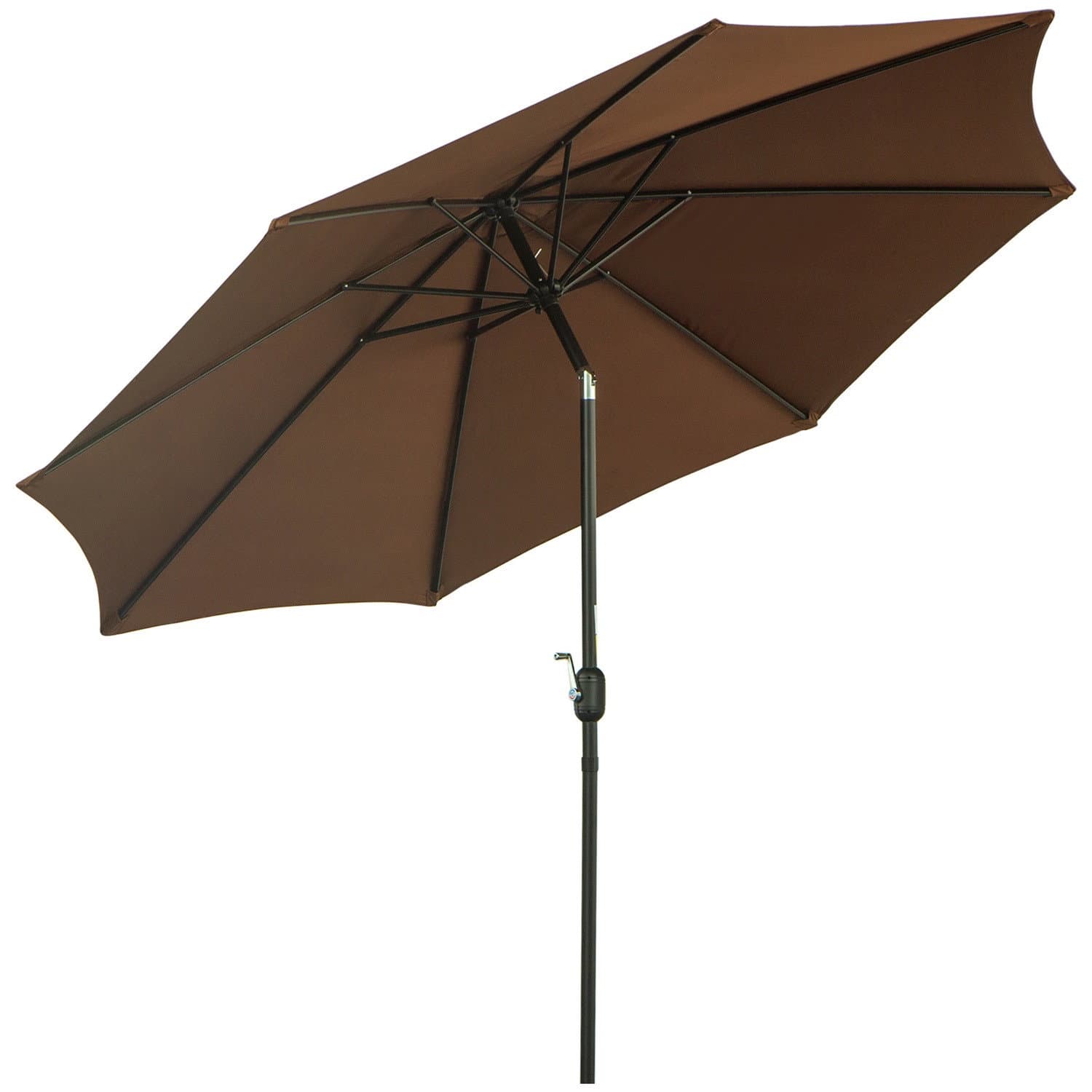 Parasol pliable marron Ø2,95m avec manivelle