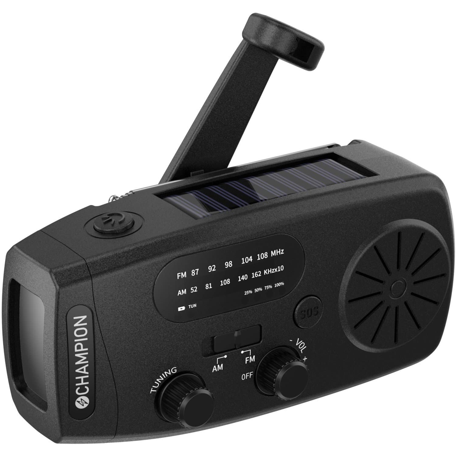 Solarbetriebenes Radio mit Taschenlampe – Schwarz