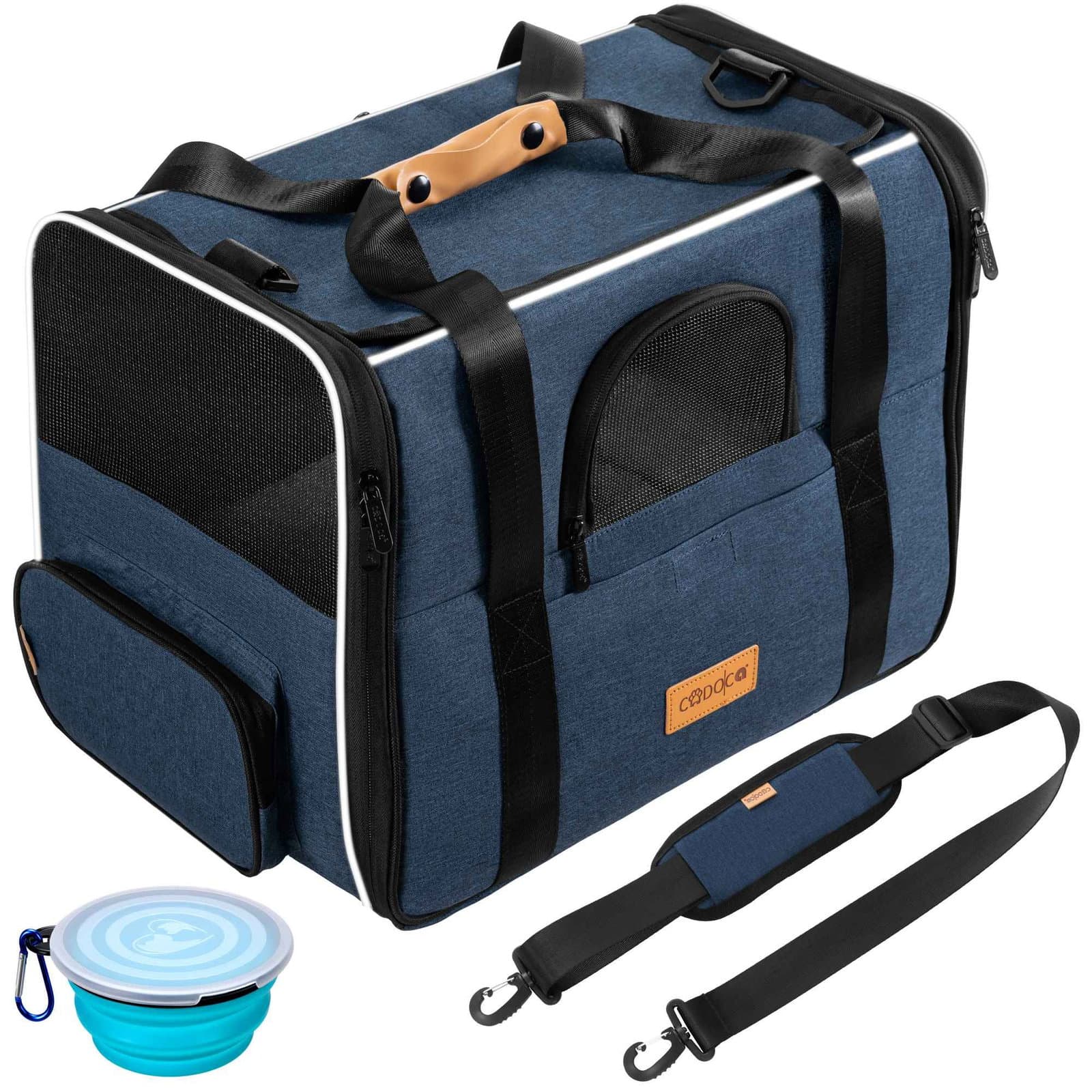 Trasportino per gatti blu 44x34x31cm fino a 20kg