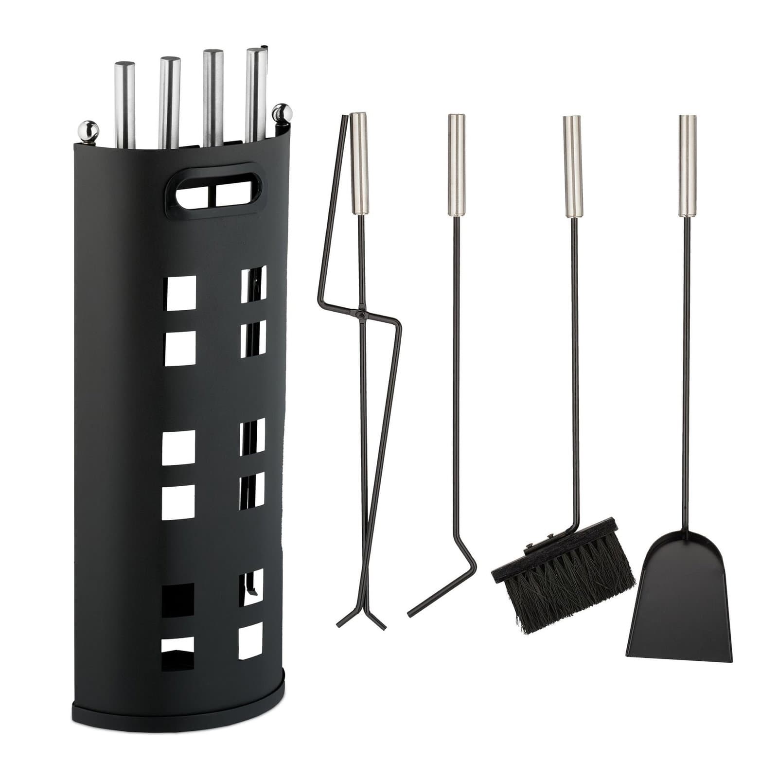 Set per camino da 5 pezzi in nero