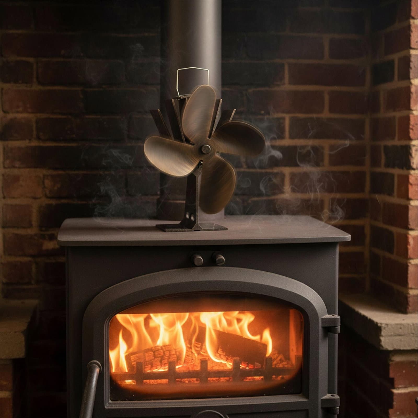 Bronzefarbener Ofenventilator ohne Strom