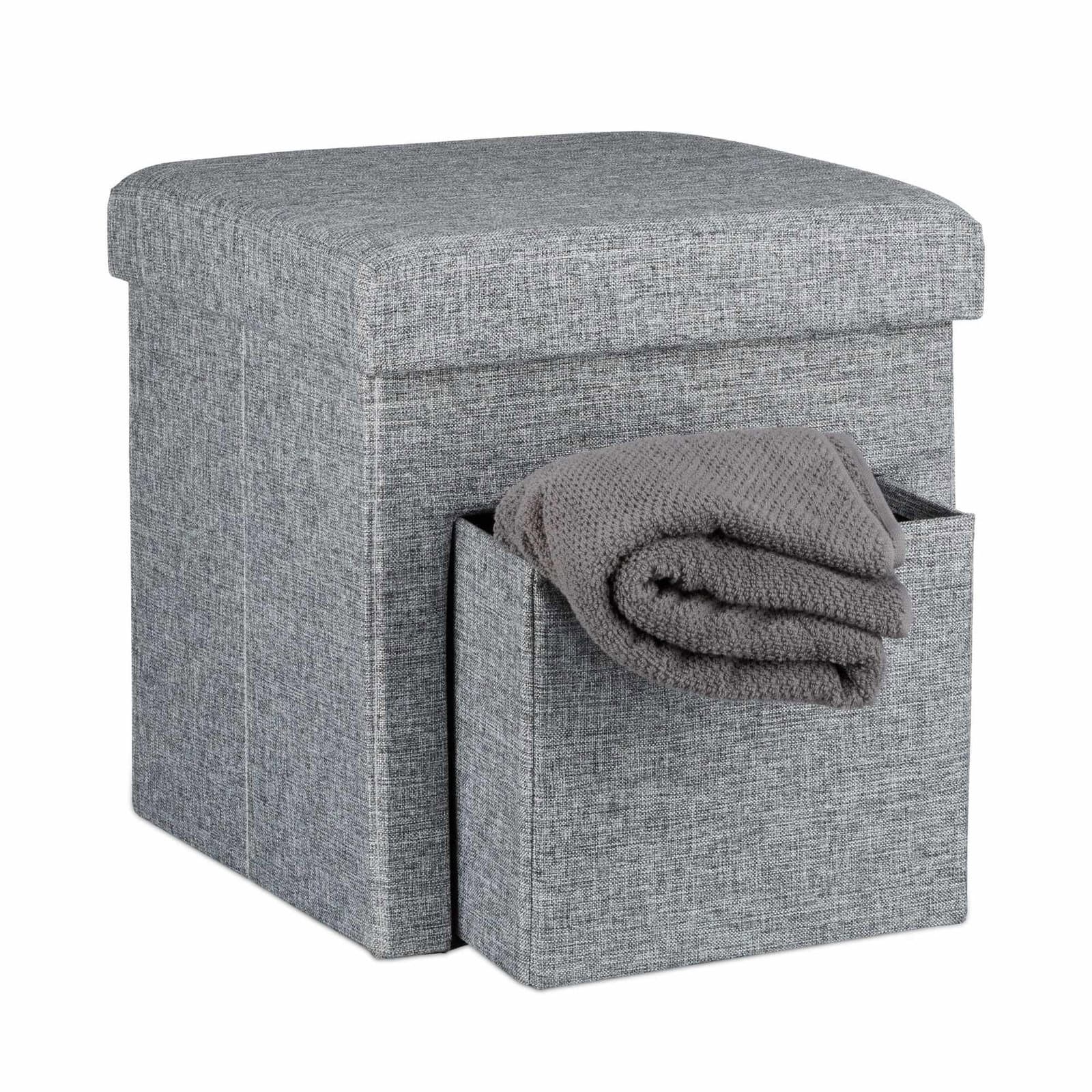 Sgabello pieghevole in lino con scomparto
