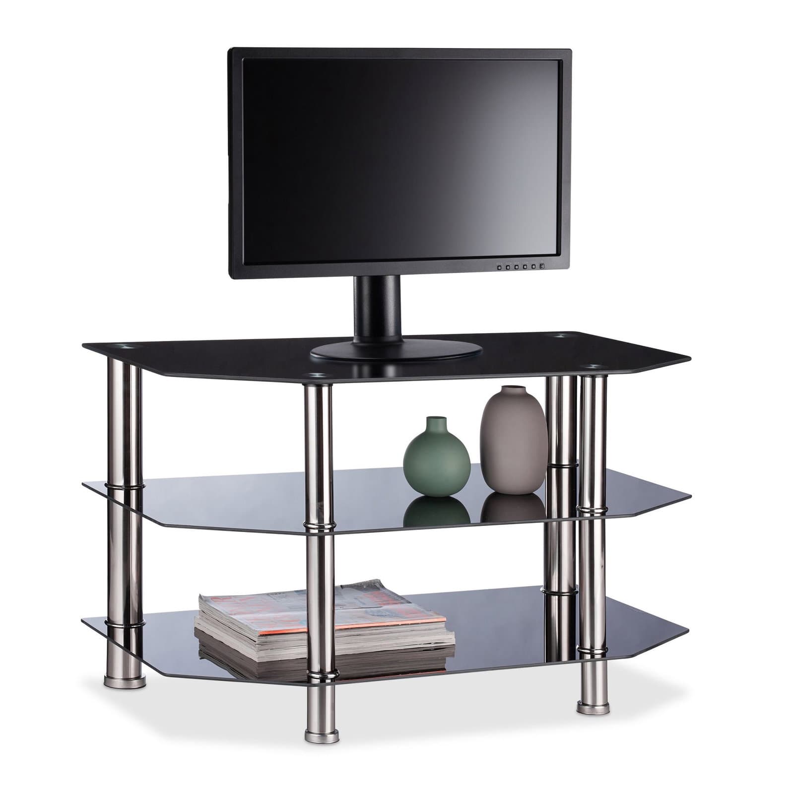 Table TV en verre noir
