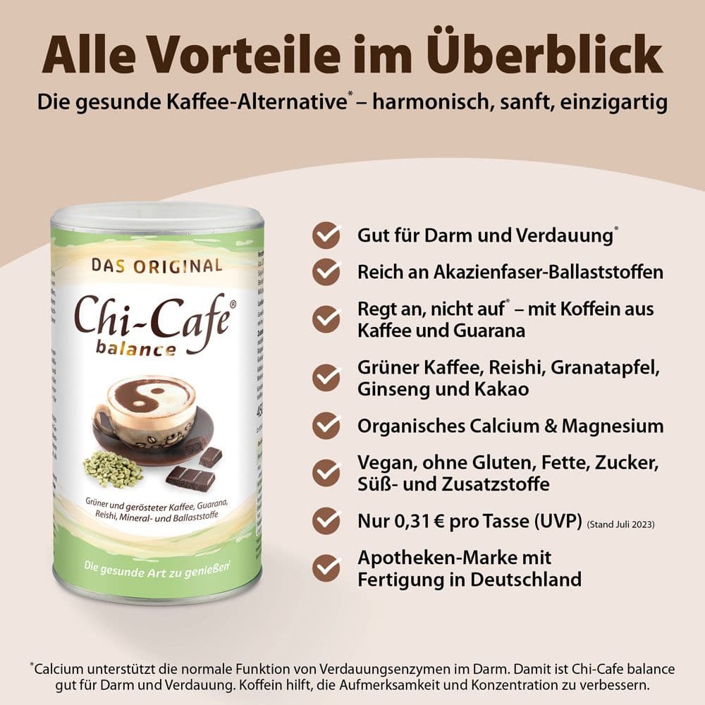 Chi-Cafe balance Wellness Kaffee mit Akazienfaser Guarana Reishi-Pilz Ginseng view 2