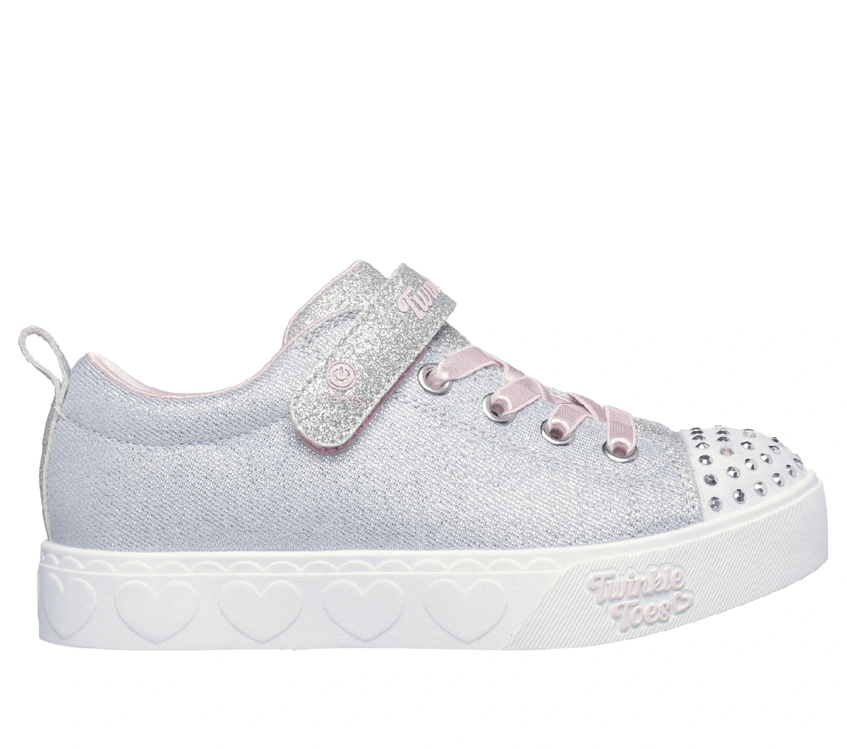 Skechers Twinkle Toes: Heart Steps - Shimmer Sweetie Sneaker in Grau/Rosa, Größe 27