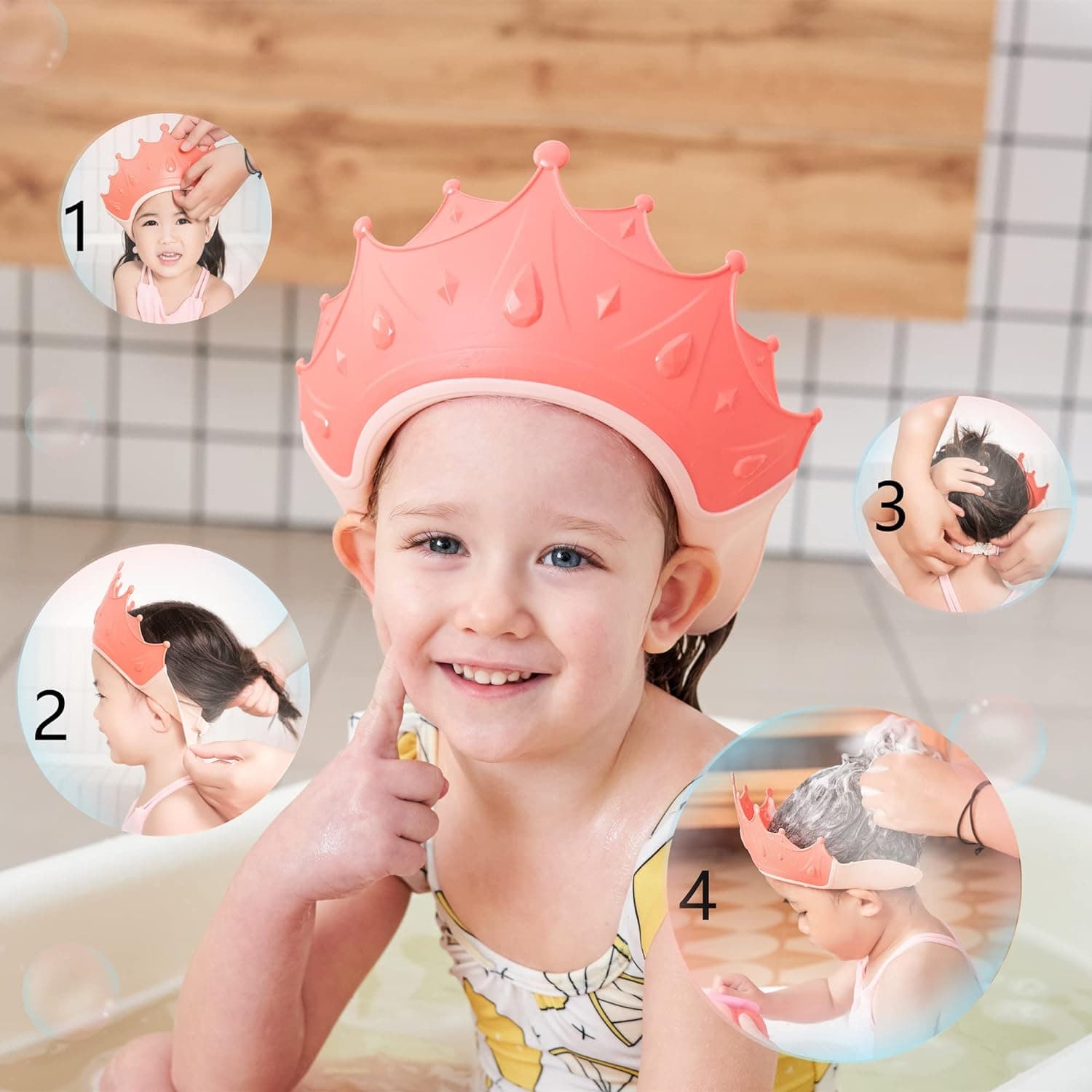 Duschhaube für Kinder, Visiermütze zum Schutz der Augen und Ohren für Kinder im Alter von 0–9 Jahren, Shampoo-Kappen für Kleinkinder, Babys,