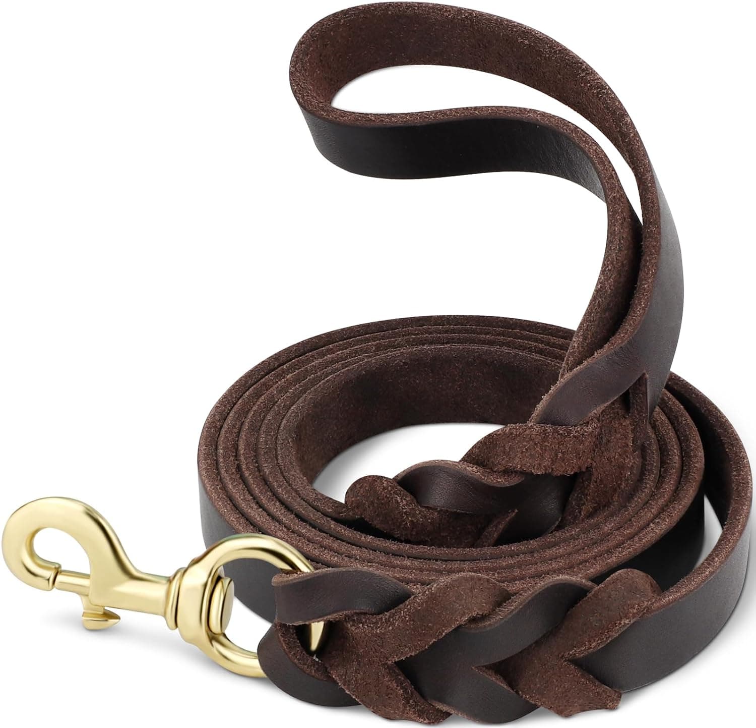 Hundeleine aus Leder, Hochbelastbare geflochtene Hundeleinen aus echtem Leder für große, mittelgroße, kleine Hunde, Schäferhundtraining und