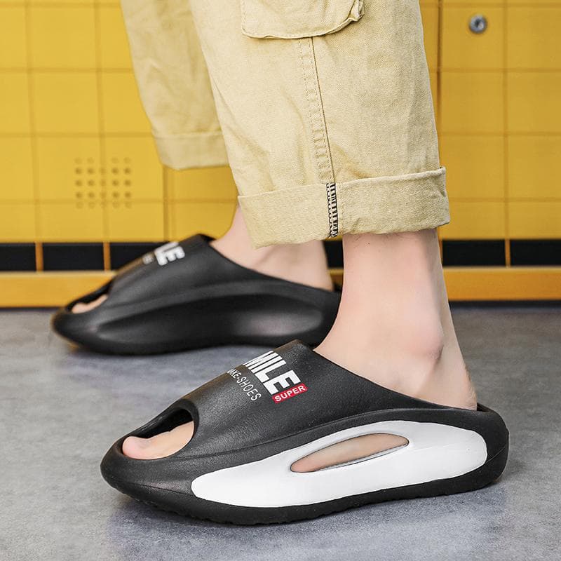 Sommer-Hausschuhe mit dicker Sohle, große Herren- und Damen-Hausschuhe, lässige Anti-Rutsch-Strandschuhe, Herren-Hausschuhe, Hausschuhe cm weiß