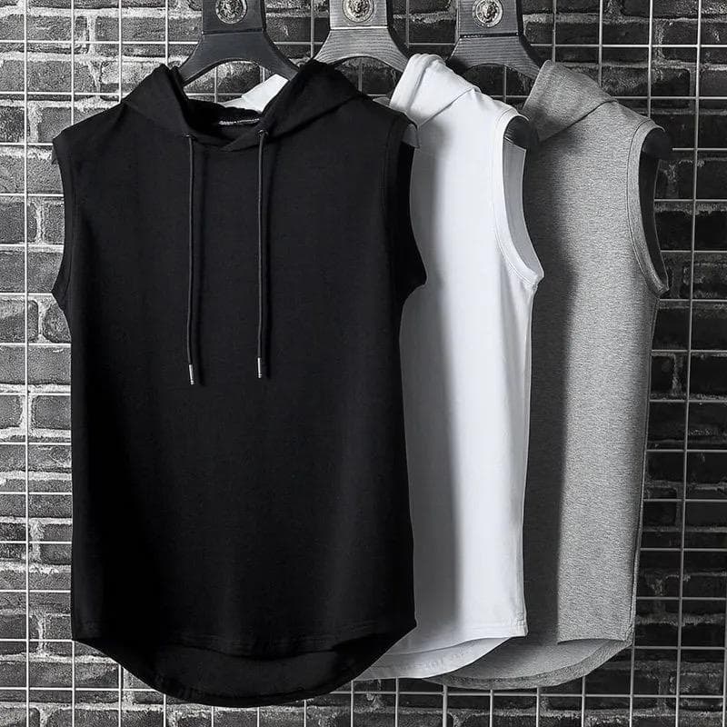 Sommer Herren Muscle Hoodie Weste Ärmellos Bodybuilding Gym Workout Fitness Shirt Hochwertige Weste Hip Hop Sweatshirt Herren Tops cm blau