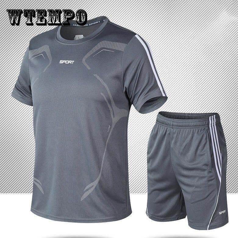 Laufen Fitness Atmungsaktive Schnell trocknende Kleidung Sport Anzug Männer der Sommer Neue Shorts Kurzen ärmeln T-shirt Casual Zwei-stück cm blau