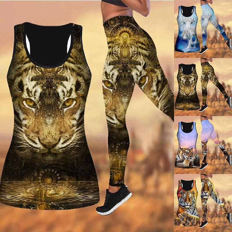 Yoga-Outfit mit kleinem Tiger-Aufdruck für Damen, modische 3D-gedruckte Workout-Leggings, Fitness, Sport, hohe Taille, lässige Yoga-Hose cm orange