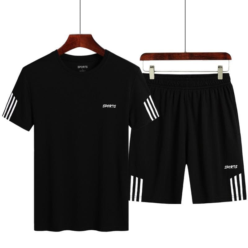 Herren-Trainingsanzug-Sportbekleidungsset, lässiges Lauf-Fitness-Zweiteiler-Set cm schwarz