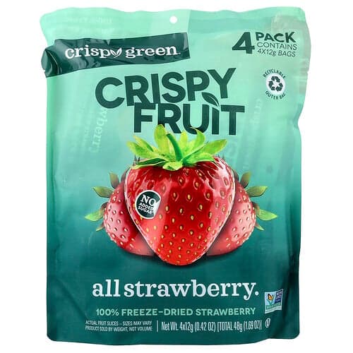Crispy Green, Crispy Fruit, All Strawberry, 4 Pack, 0.42 oz (12 g) Each