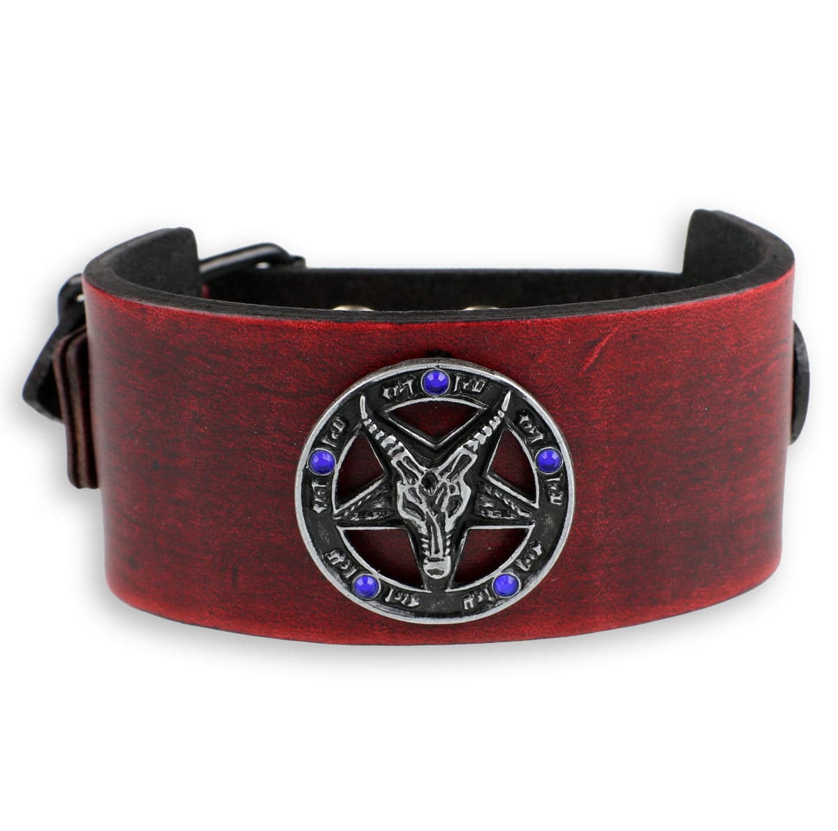 Armband Baphomet - red - kristall blau