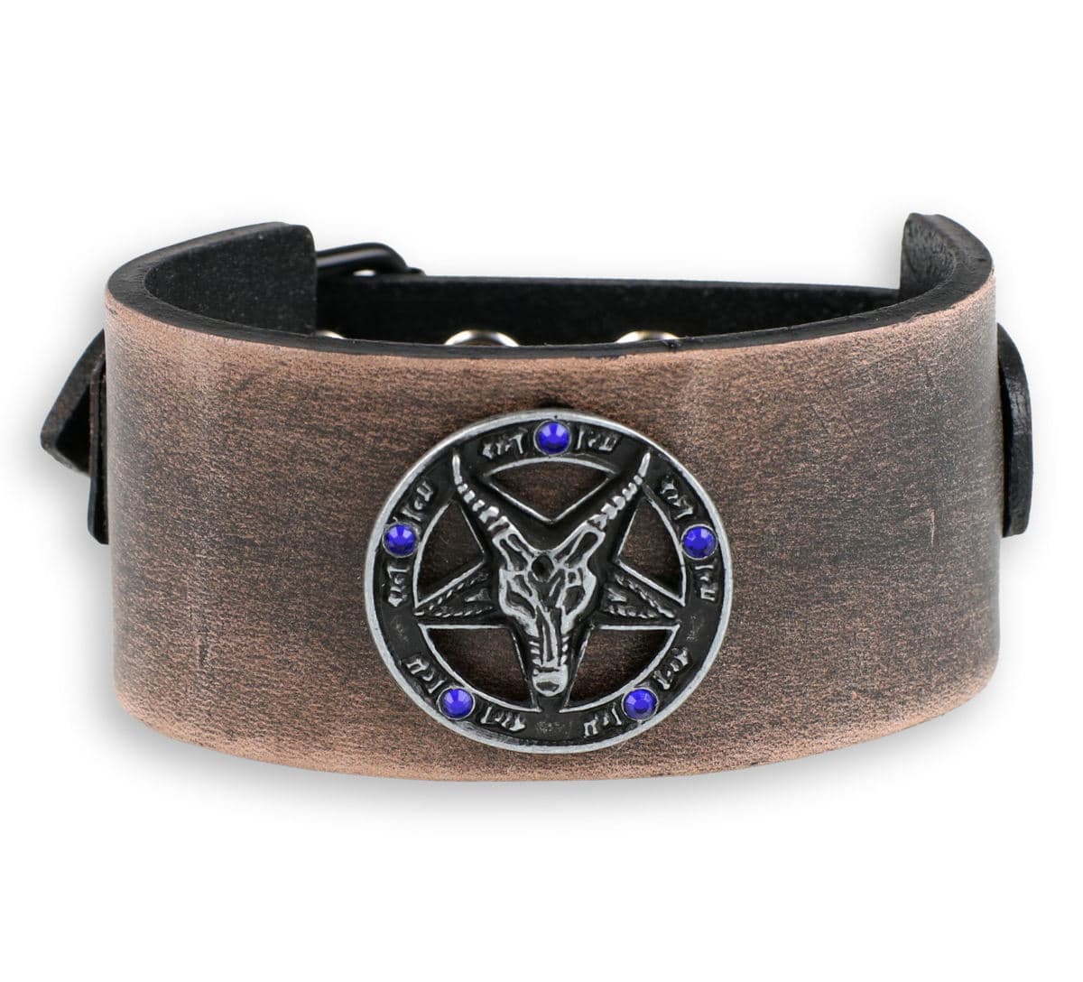 Armband Baphomet - brown - kristall blau