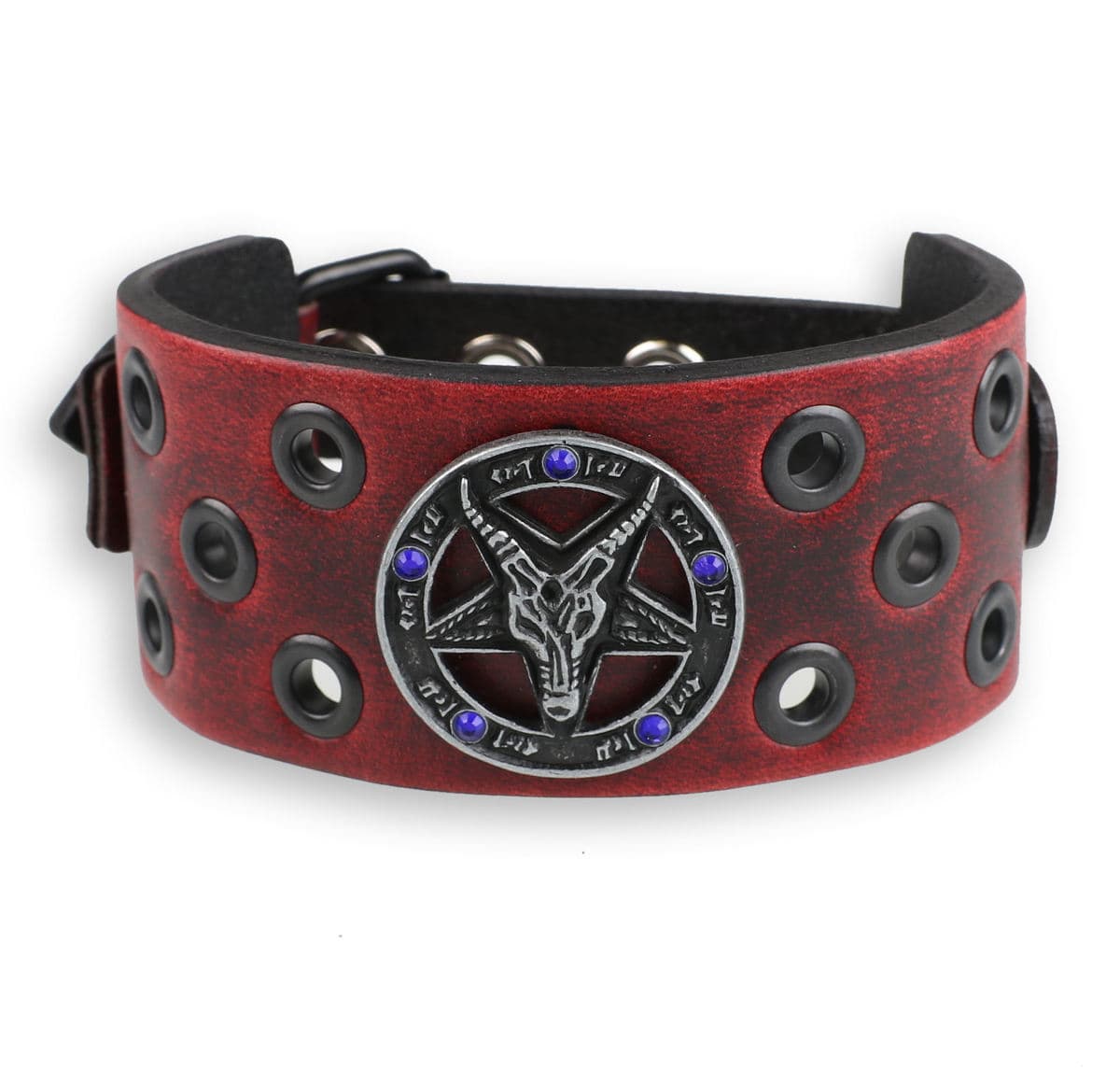 Armband Baphomet - red - kristall blau