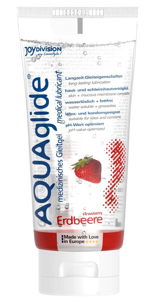 Gleitgel „AQUAglide Erdbeere“ auf Wasserbasis, vegan