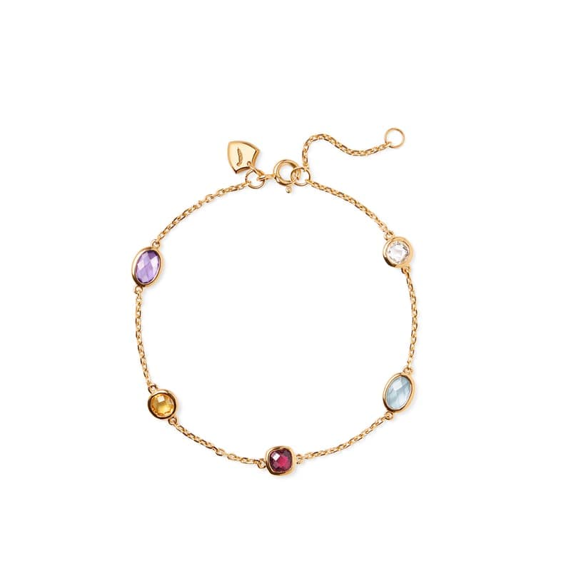 Aspinal of London Gemstone Bracelet in Multi Gemstones & 18ct Gold Vermeil