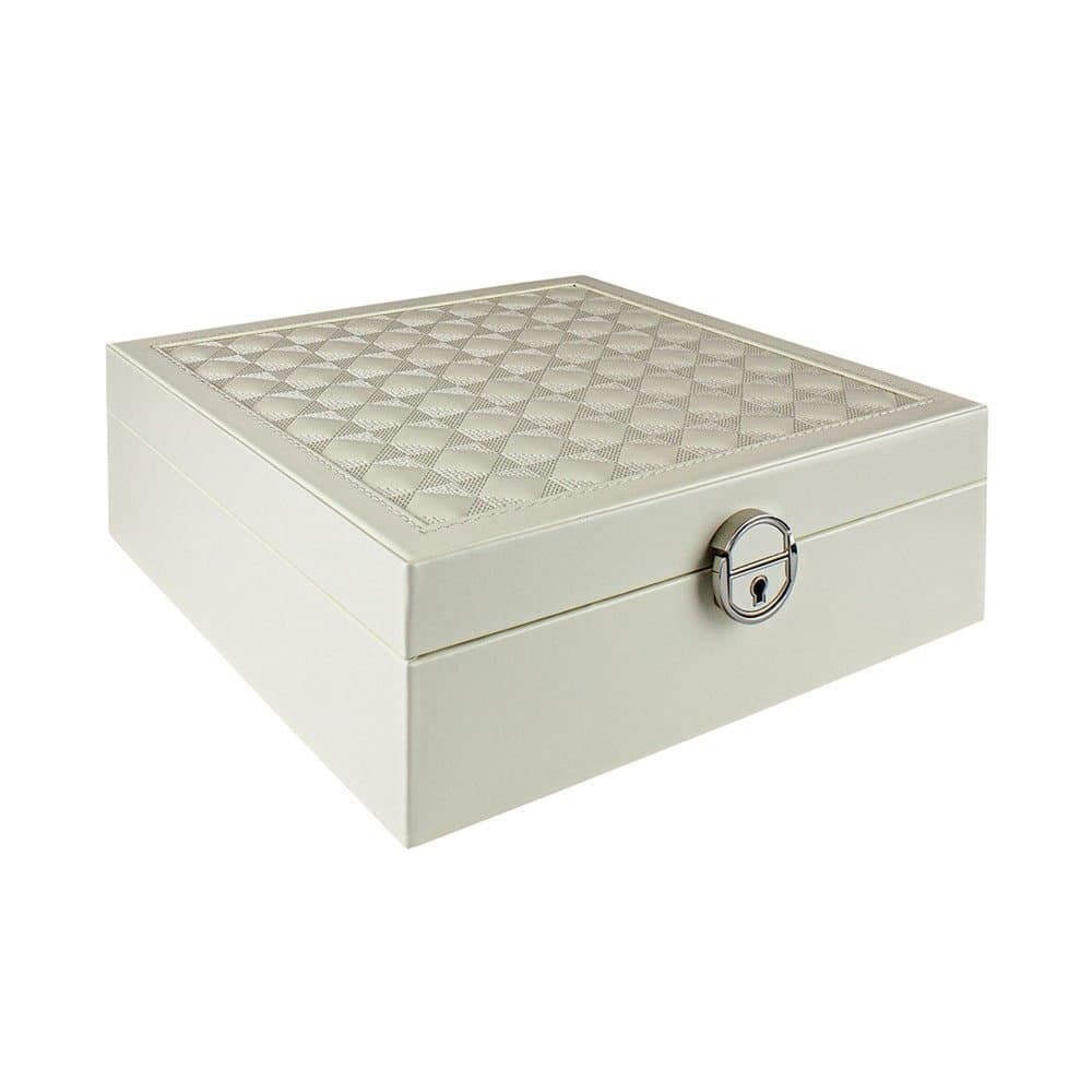 Boîte à bijoux matelassée avec boîte de voyage - Blanc