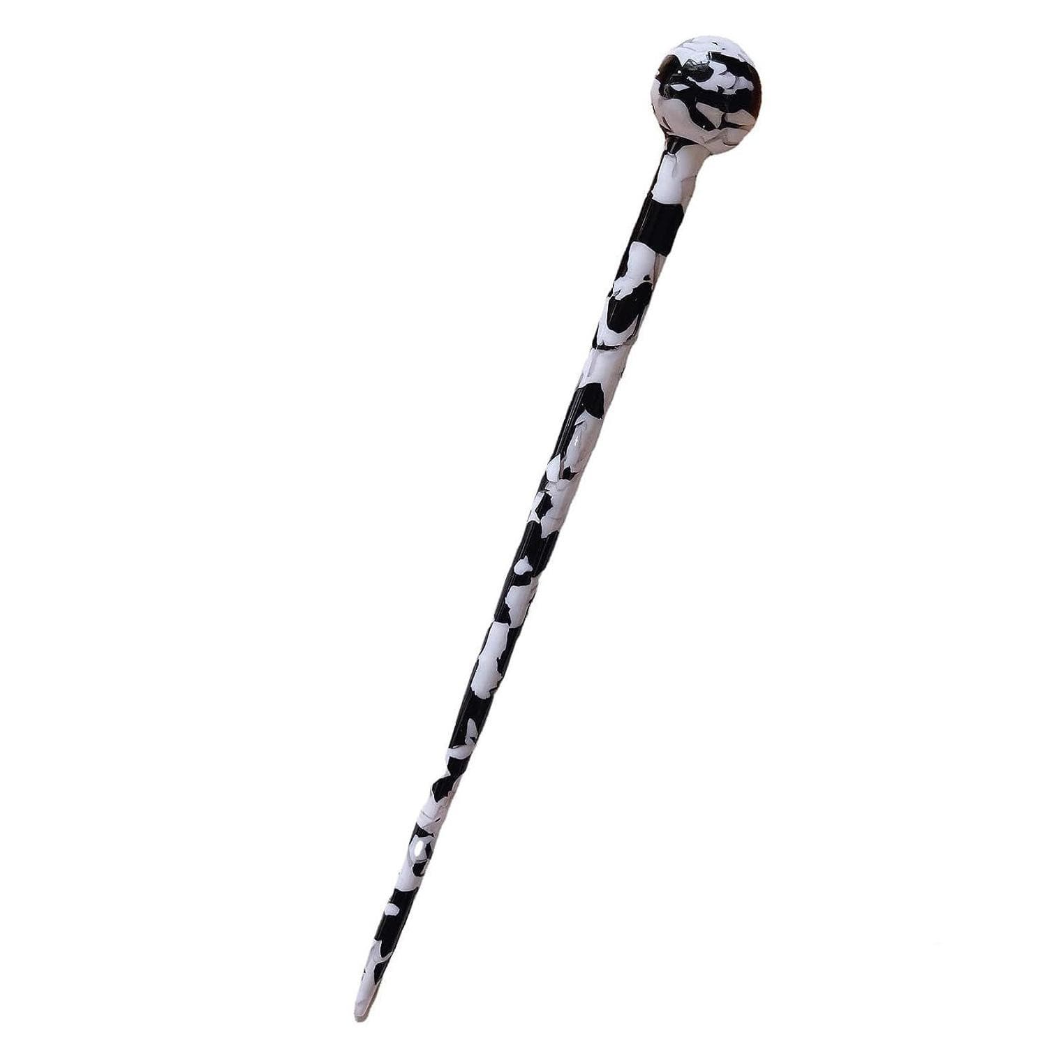 Bellissimo bastoncino per capelli - bianco e nero - 18,6 cm
