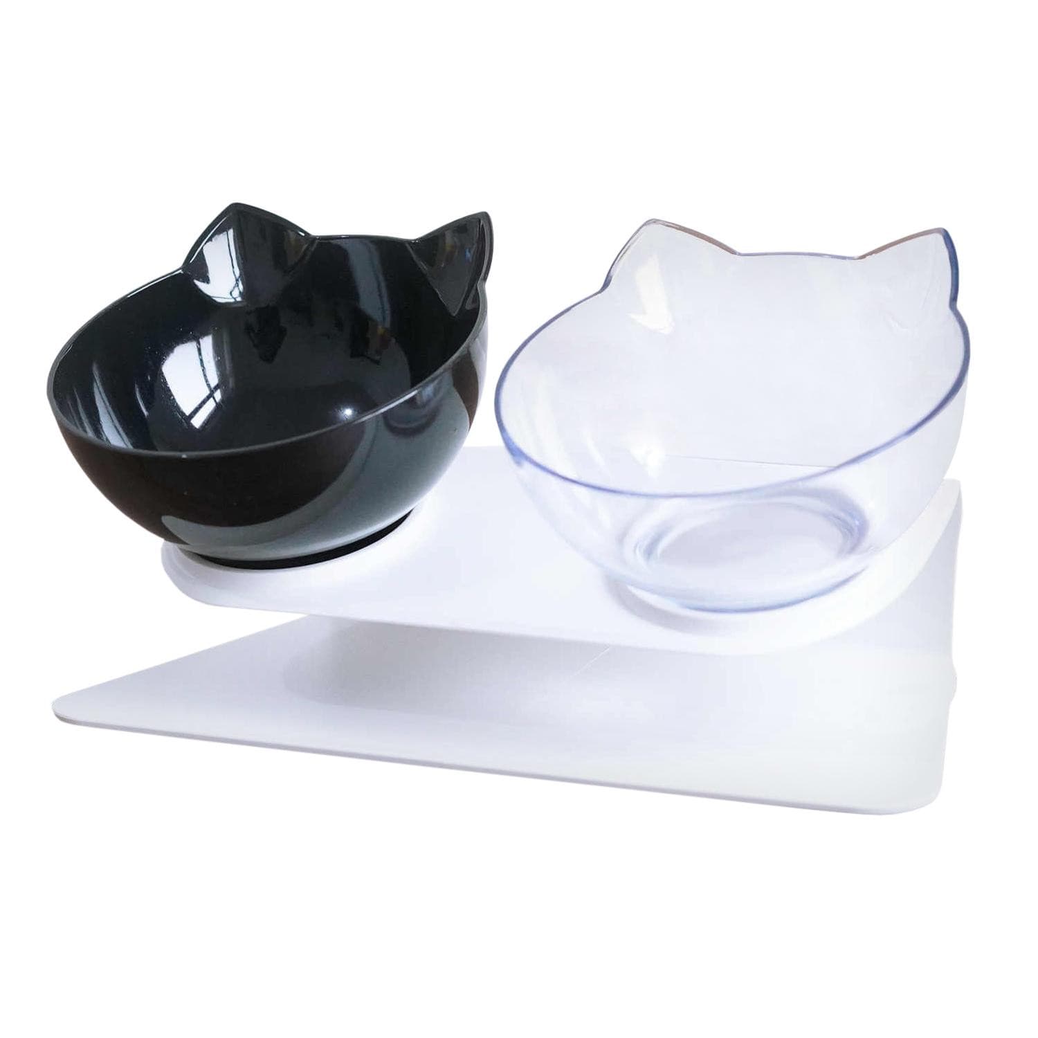 2x Gamelles Ergonomiques pour Chats - Noir/Transparent