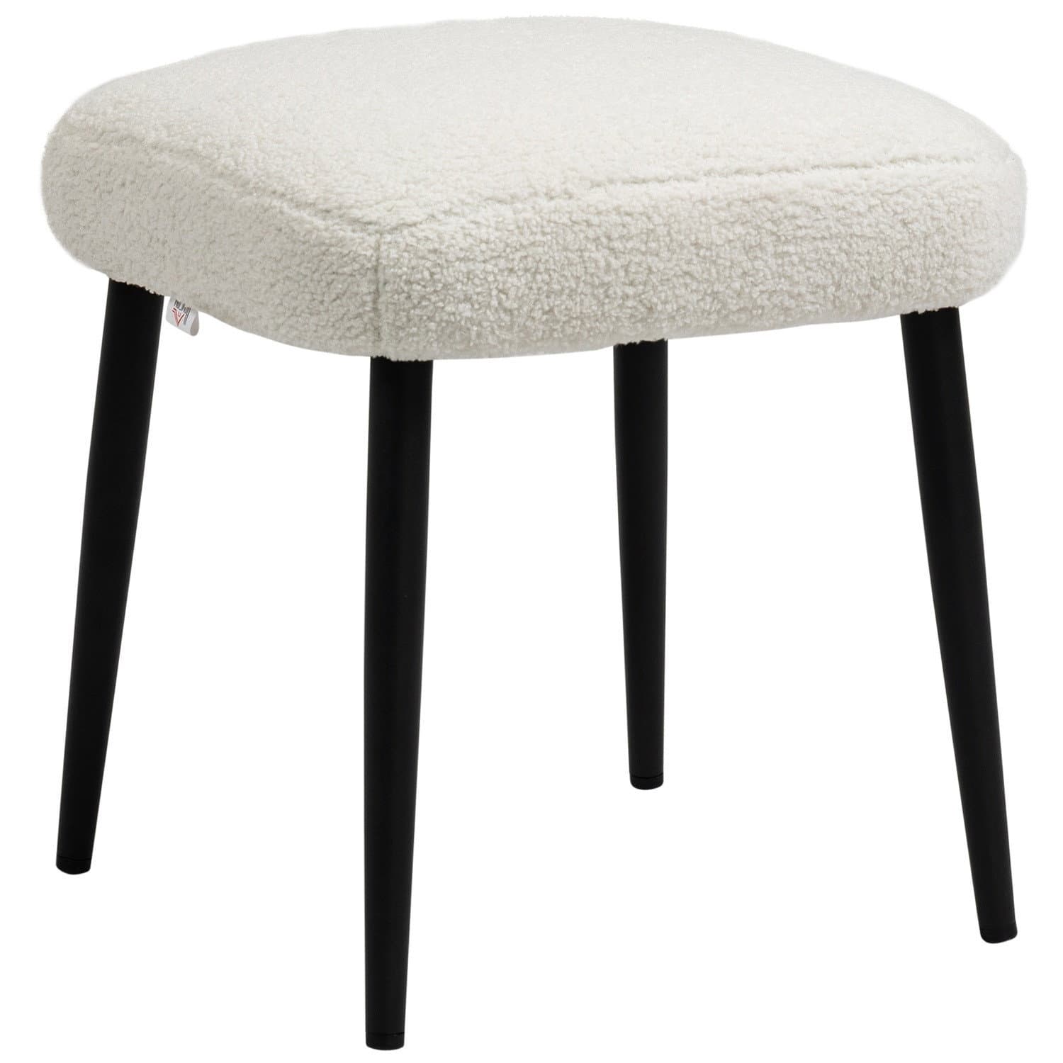 Poggiapiedi color crema in effetto cashmere con gambe in acciaio