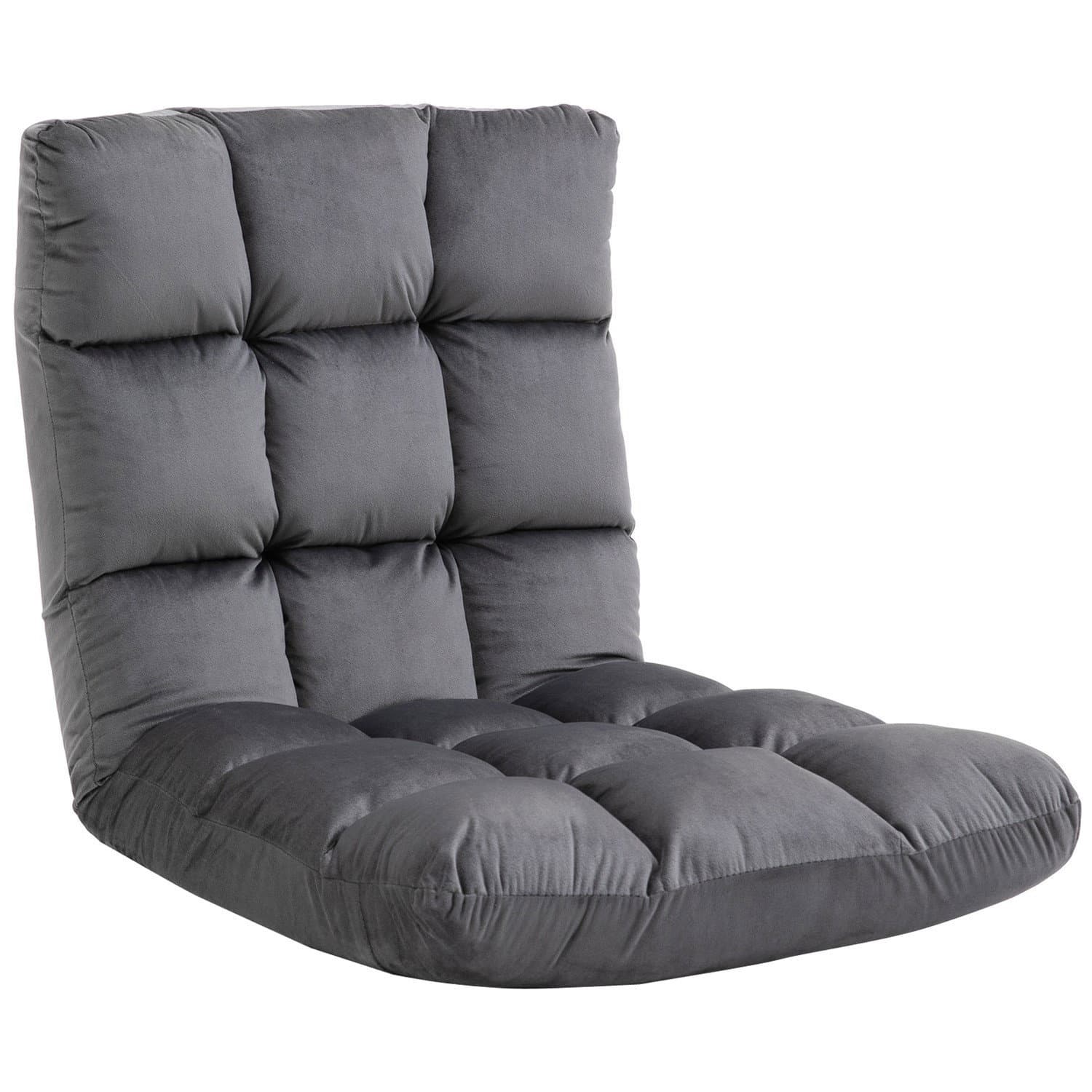 Chaise de sol pliante à 13 positions, gris 55x71x53,5cm