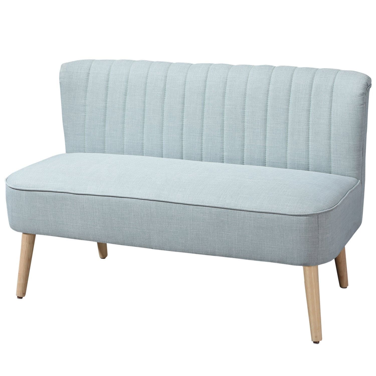 Hellgrünes 2-Sitzer-Stoffsofa aus Holz und Schaumstoff
