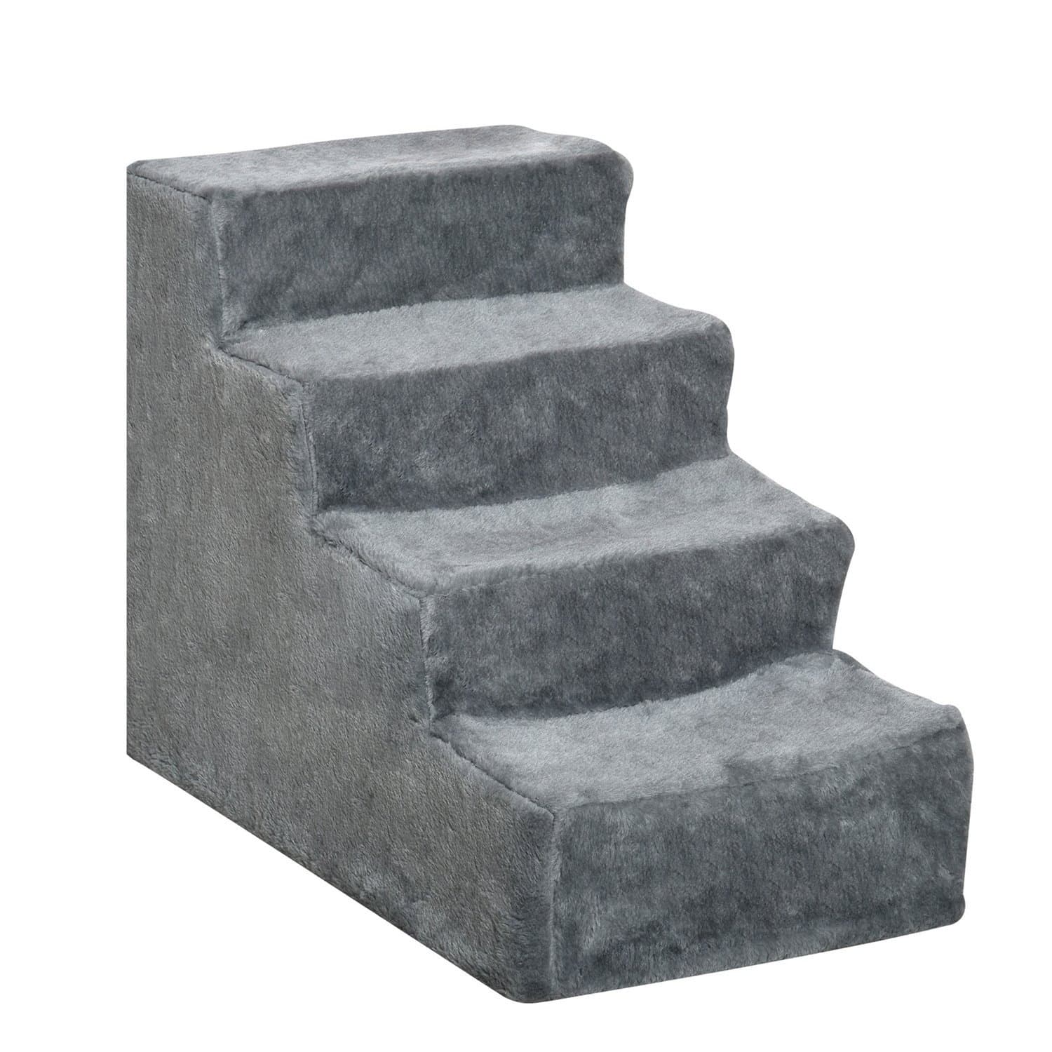 Escalier gris pour chat et chien 4 marches avec peluche