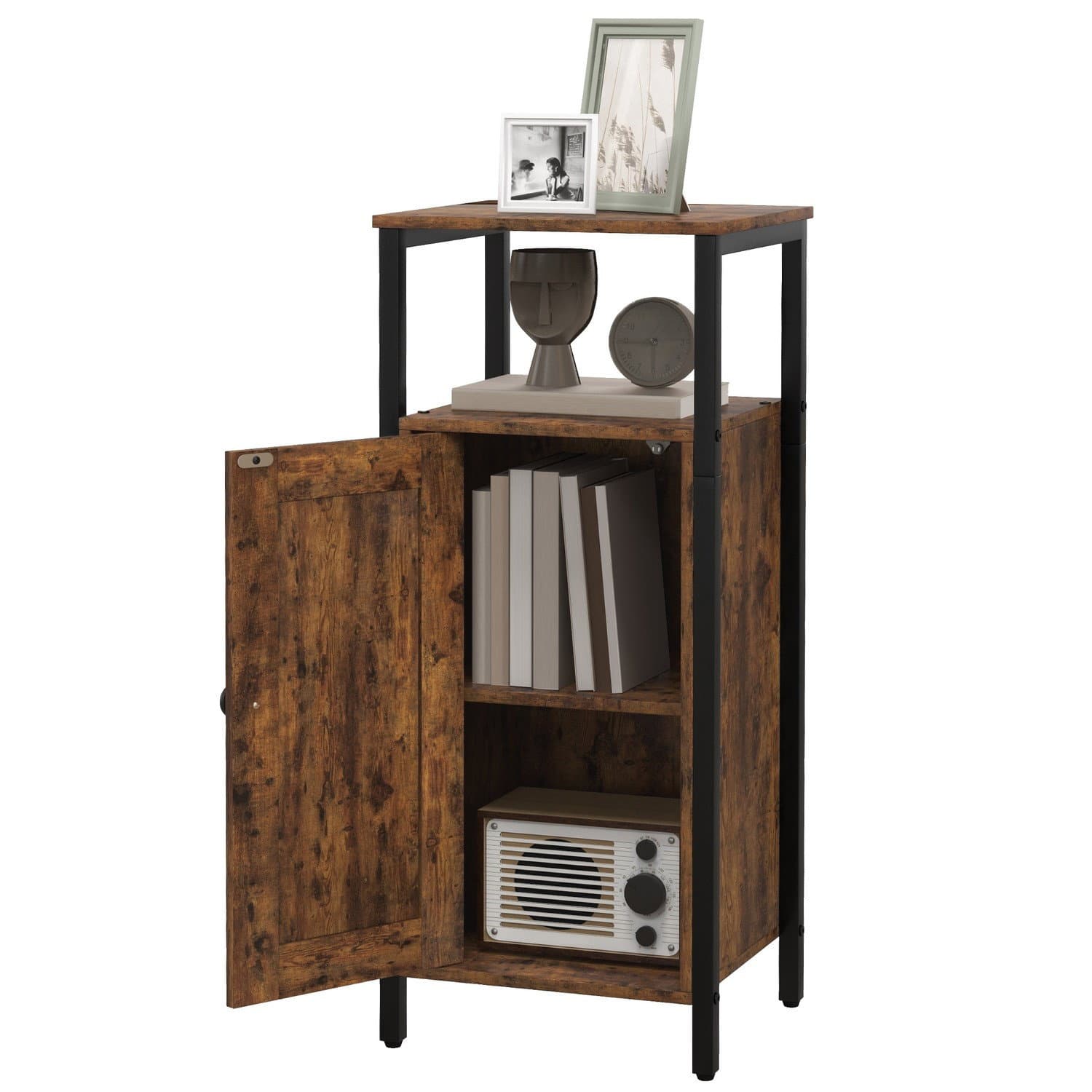 Table d'appoint, table basse au design industriel, table basse avec étagère réglable, pour salon, chambre à coucher, 34 x 30 x 8