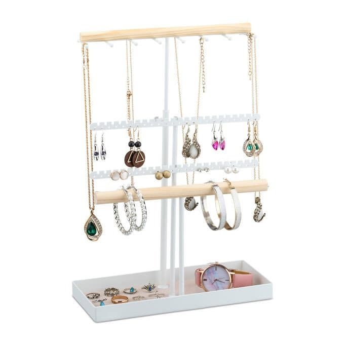 Présentoir à bijoux en forme de T réglable en hauteur