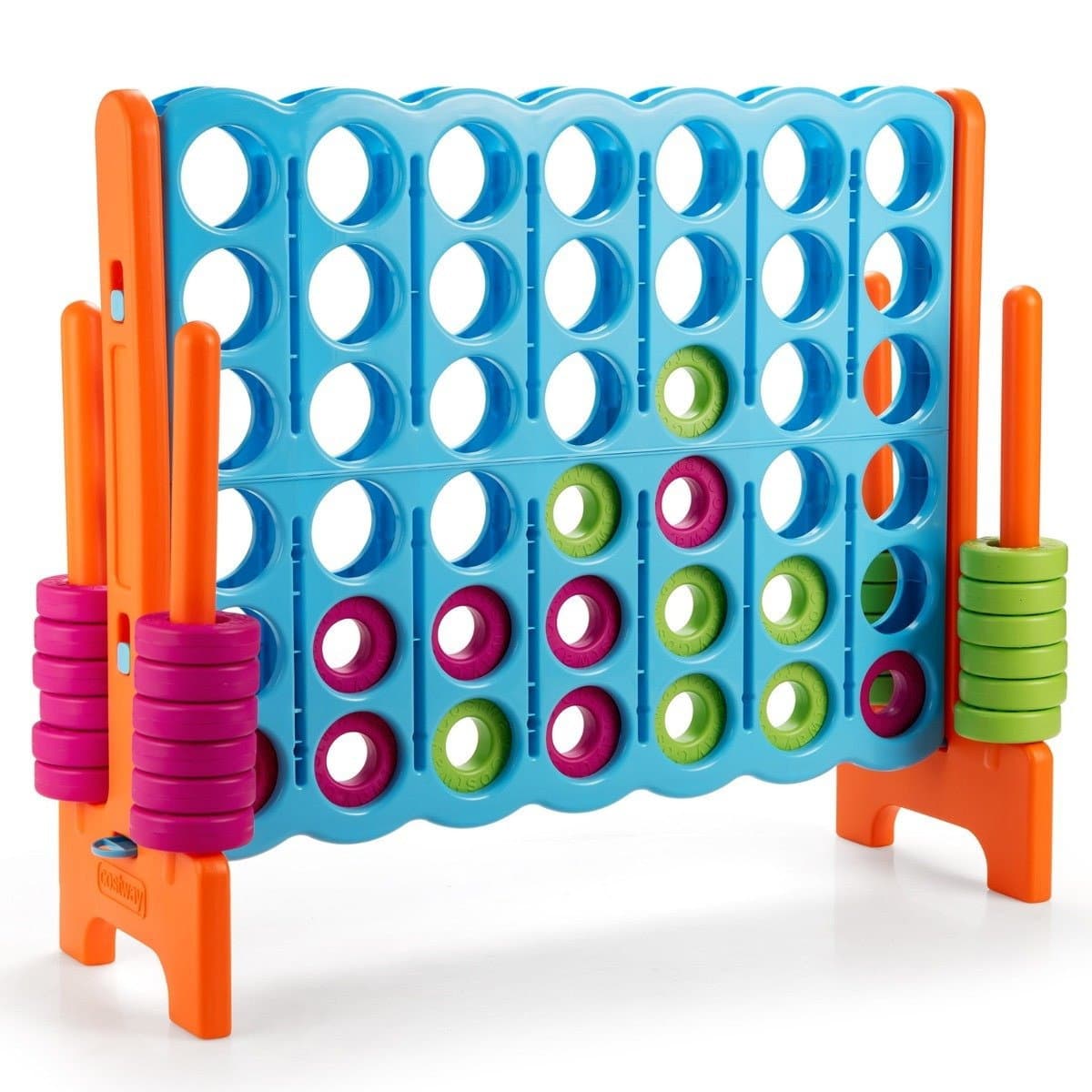 Gioco del filotto Gioco del filotto con 42 anelli jumbo 120 x 42 x 104 cm blu + arancione
