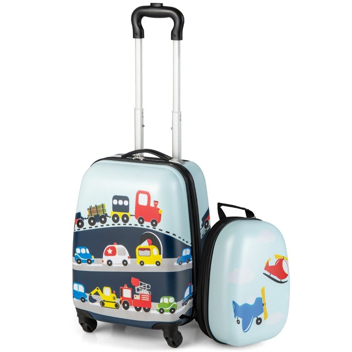 Set di valigie da viaggio rigide da 2 pezzi con ruote girevoli blu