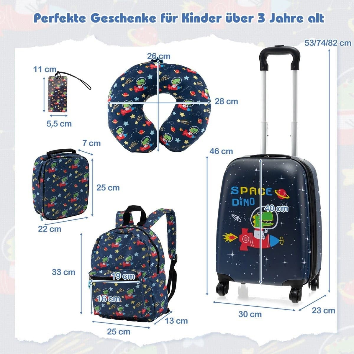 5-teiliges Gepäckset für Kinder – 16-Zoll-Koffer, Rucksack und mehr