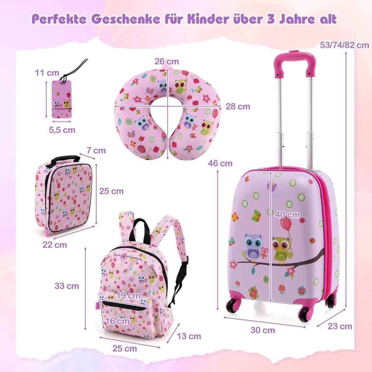 Ensemble de bagages pour enfants 5 pièces : valise 40,6 cm, sac à dos et plus