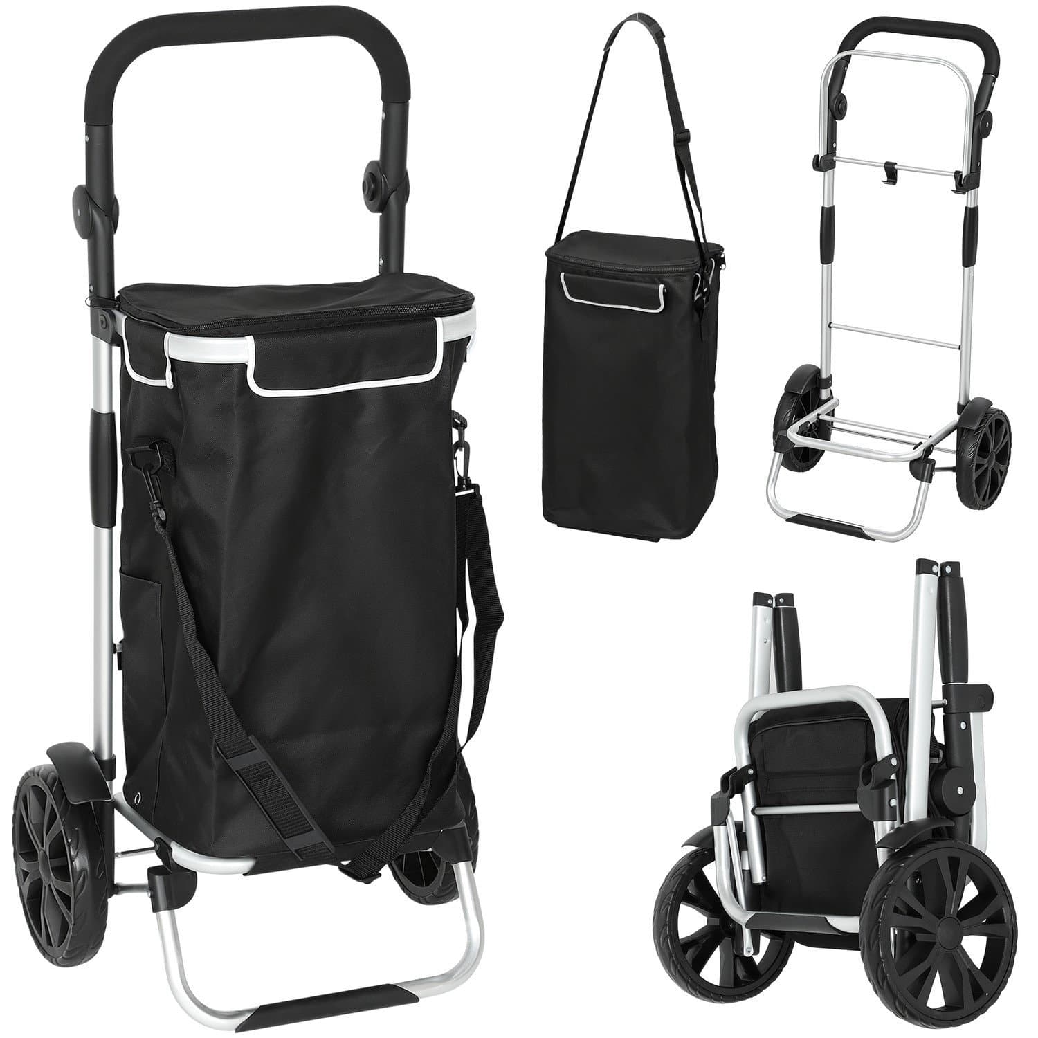 Zusammenklappbarer 3-in-1-Einkaufswagen, 40 l, Kühlfach
