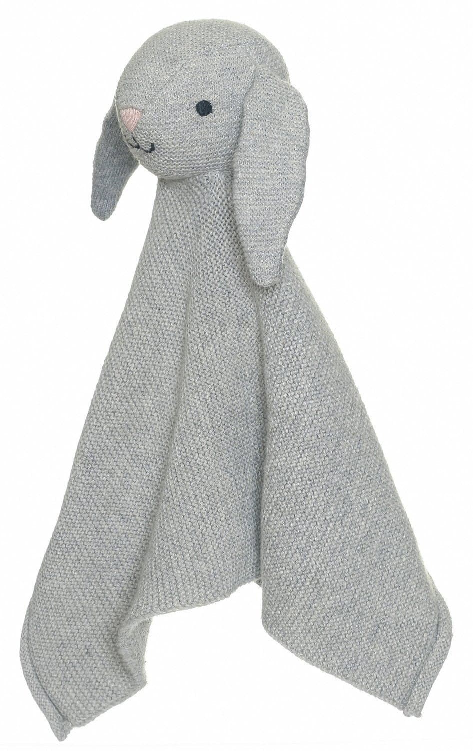 Babykuscheltier aus Bio-Baumwolle, grauer Strickhase, 27 cm