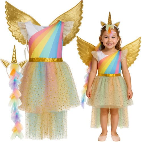 Costume da unicorno per bambini, set da 3 pezzi, 122-128 cm