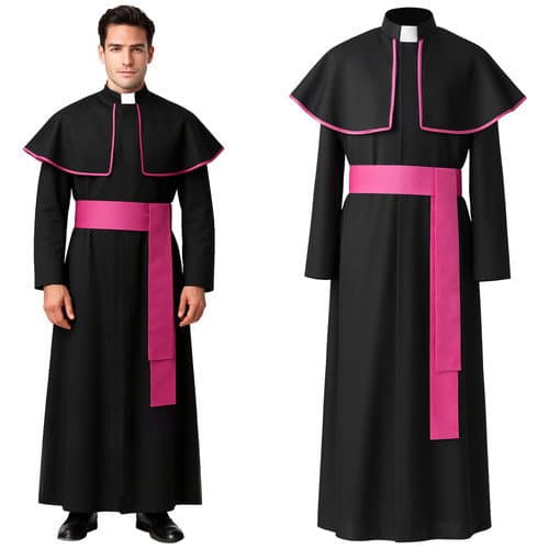 Costume da vescovo XL/XXL, tonaca e mantello per adulti