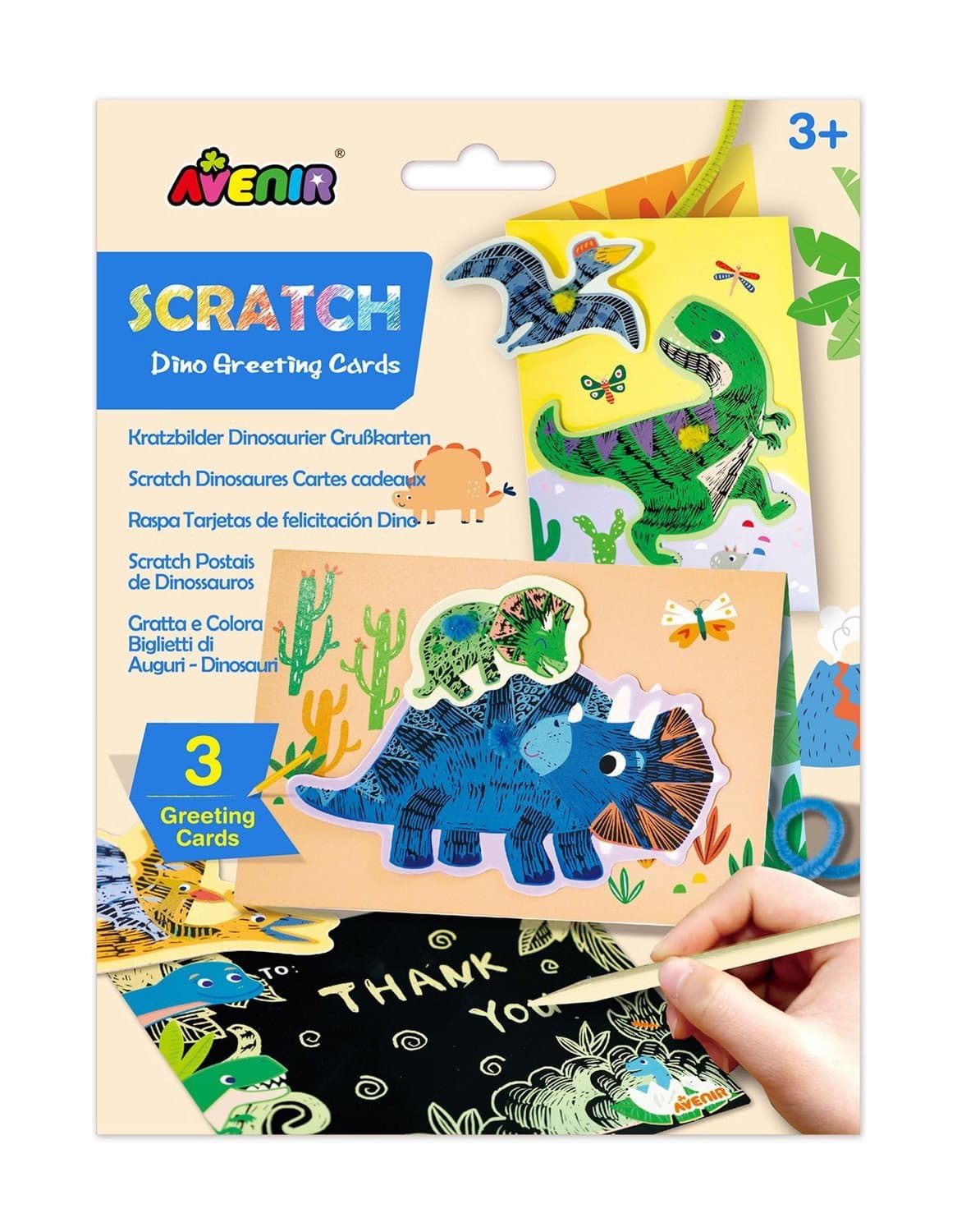 Carte de vœux à gratter Dinosaure pour enfants, une surprise amusante