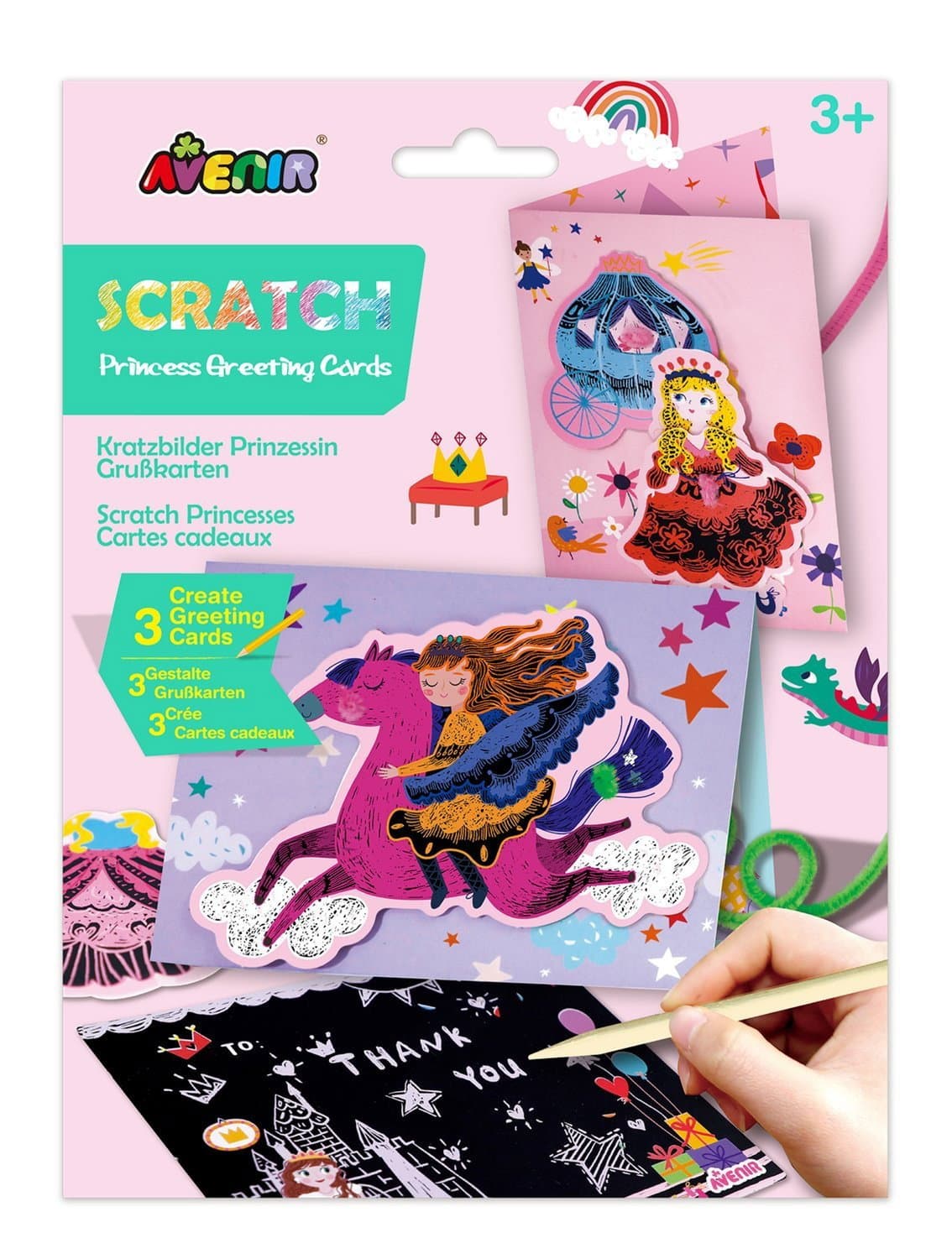 Carte de vœux à gratter pour princesses, surprise amusante à l'intérieur
