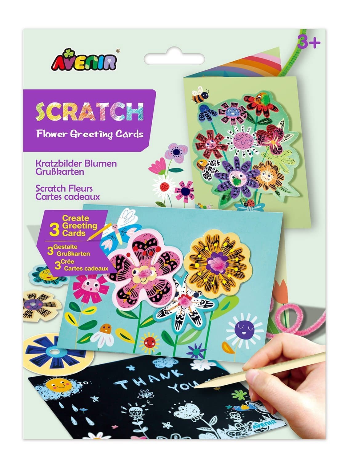 Carte de vœux à gratter avec motif floral