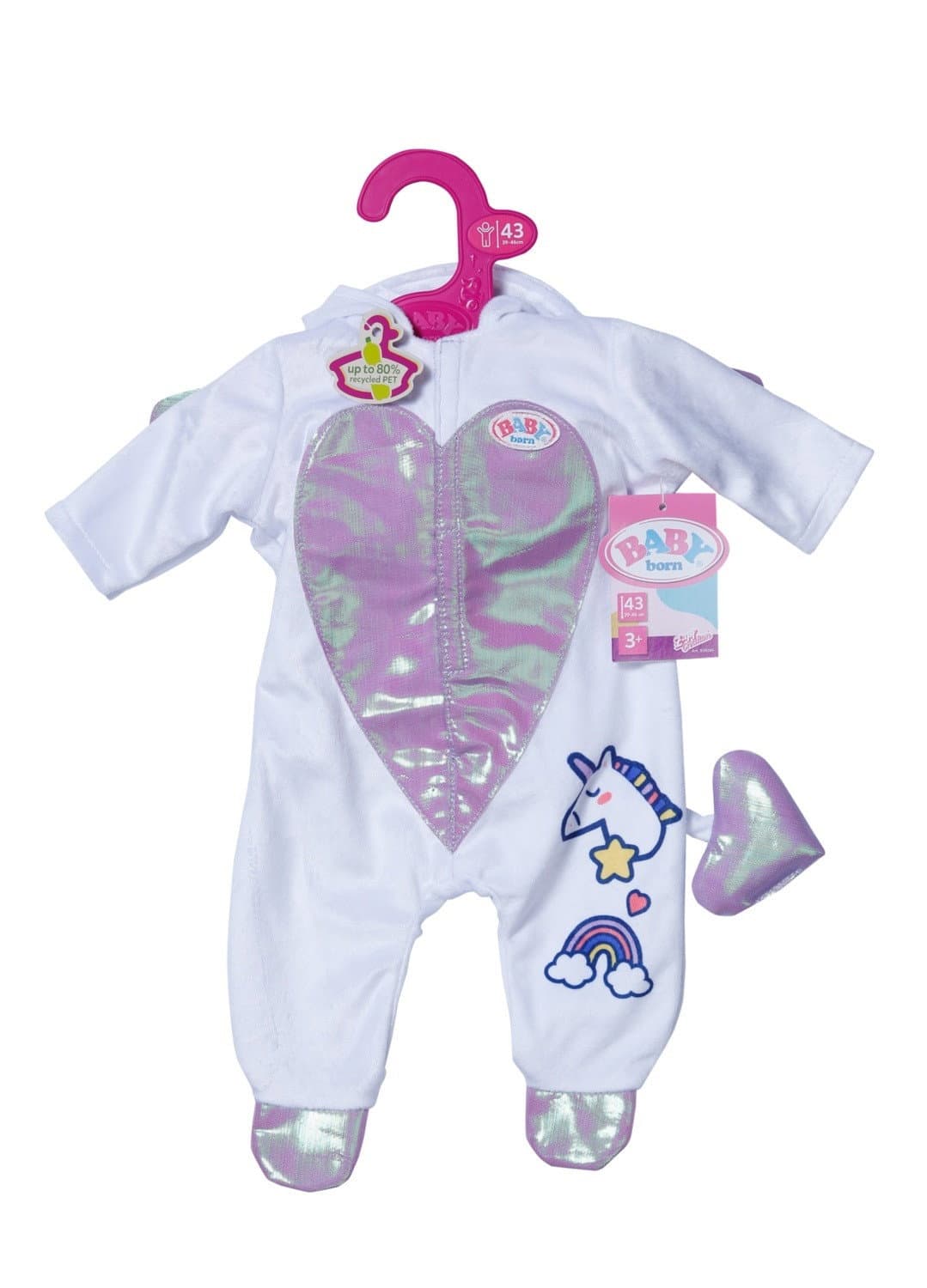 Tutina per neonato a forma di unicorno, 43 cm, in morbido tessuto di cotone