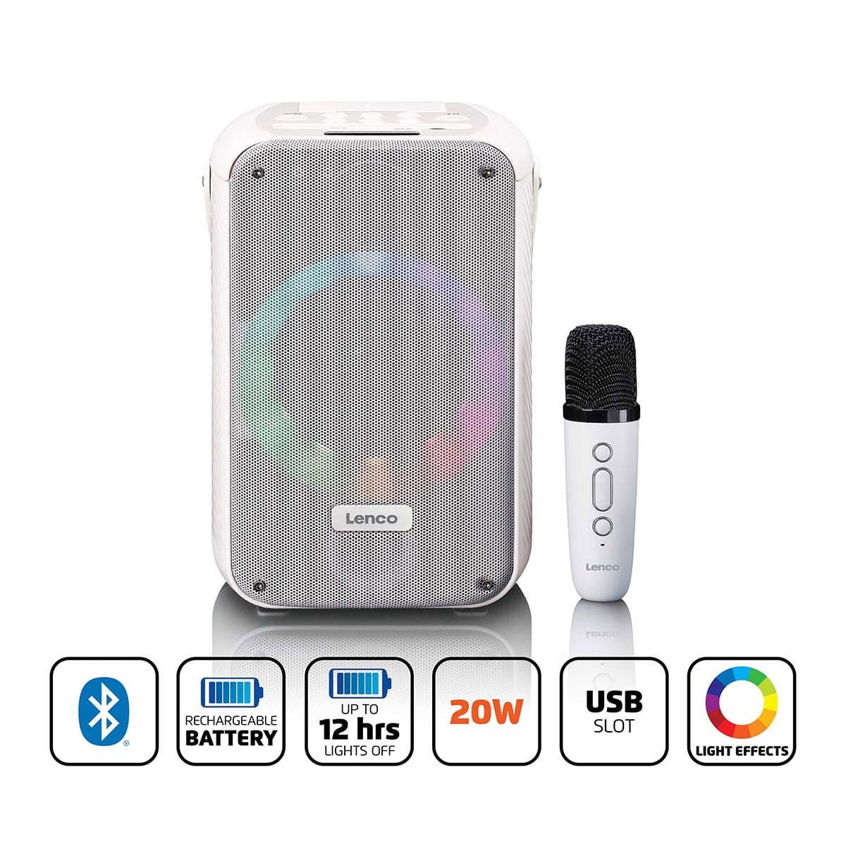Karaoke-System mit Bluetooth, LED-Beleuchtung und Akku