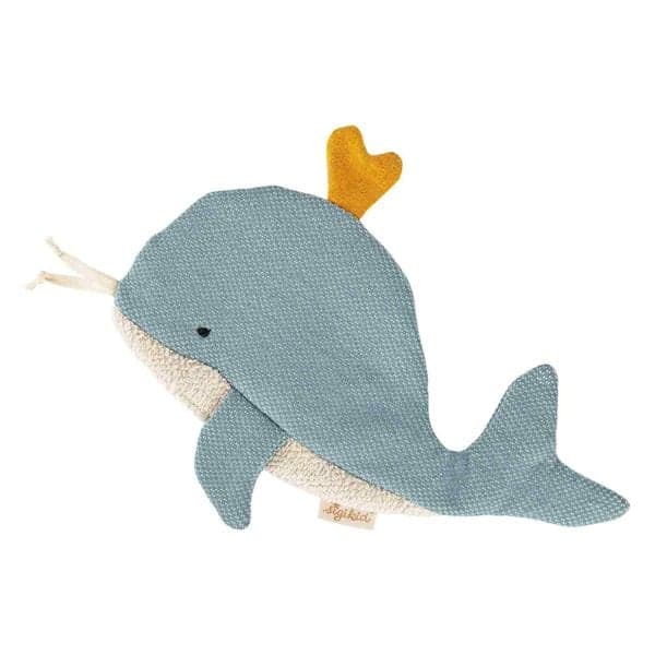 sigikid 39949 - Knistertuch Wal Tiny Tissues, Materialmix, Babyspielzeug